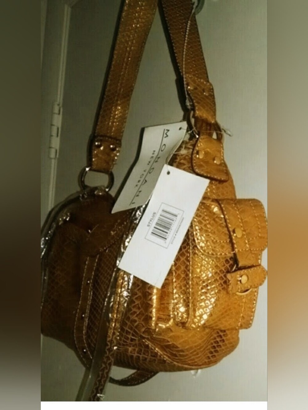 Vintage Rare gold faux snakeskin sexy fashion handbag purse